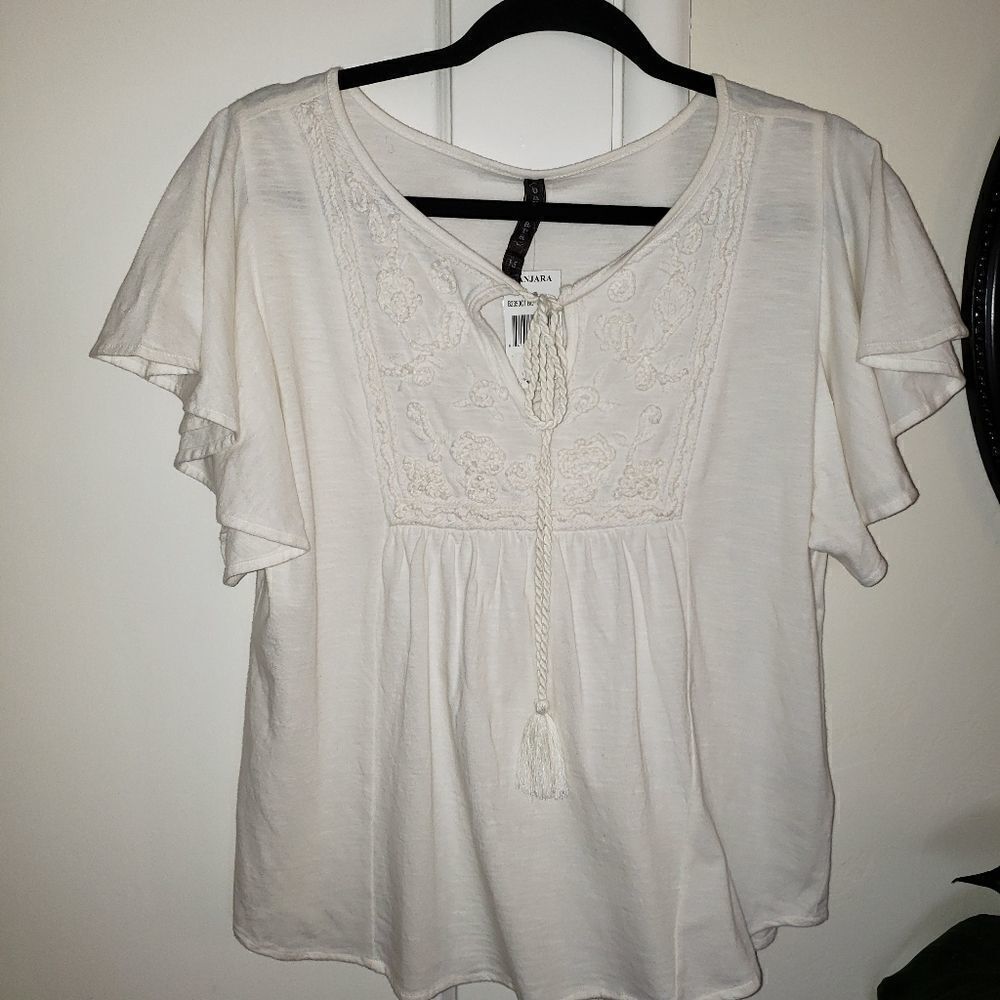 Banjara Cotton Boho Flutter Sleeve Top